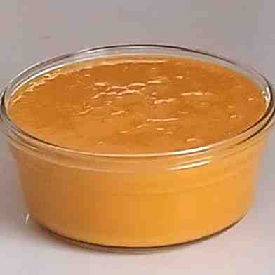 pour the cake mix in glass dish