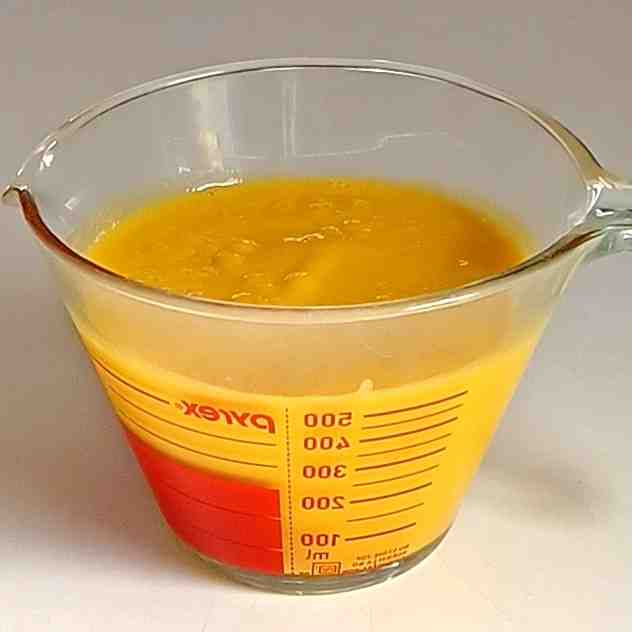 pour the mix in measuring cup