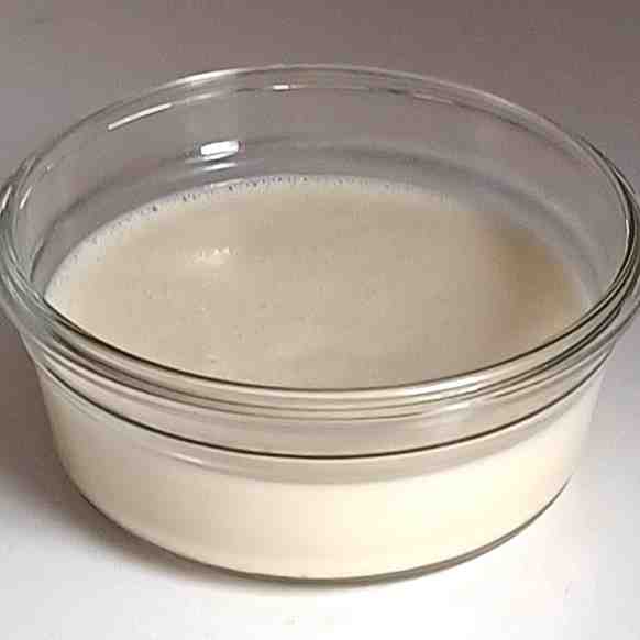 pour the cake mix in glass dish